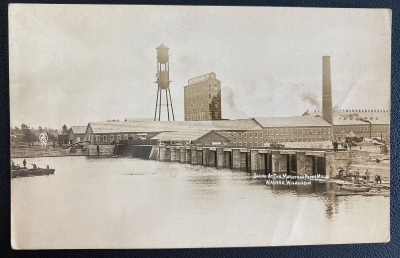 Mint Usa Real Picture Postcard Scene At Marathon Papermills Wausau Wisconsin