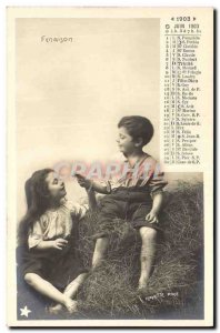 Old Postcard Calendar June 1903 Kids Grass