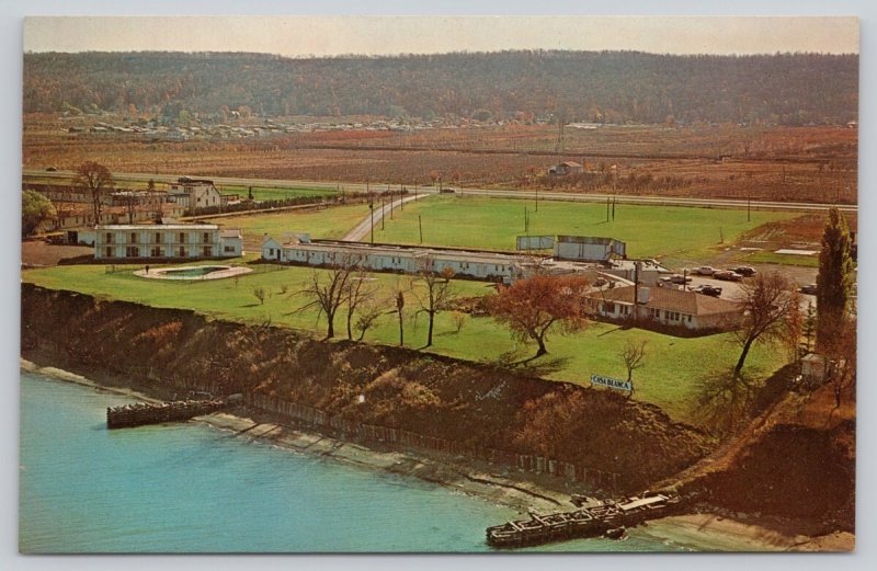 Postcard Grimsby Ontario Casablanca Hotel River 1960s Chrome Aerial View
