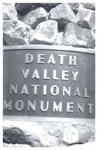 Death Valley National Monument Sign Black and White RPPC Postcard Repro