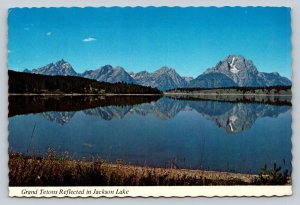 Grand Tetons Range Reflected in Jackson Lake Wyoming 4x6 Postcard 1777