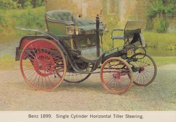 Benz 1899 Single Cylinder Horizontal Steering Tiller Victorian Car Postcard