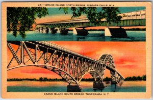 VINTAGE POSTCARD GRAND ISLAND NORTH AND SOUTH BRIDGES AT TONAWANDA NEW YORK