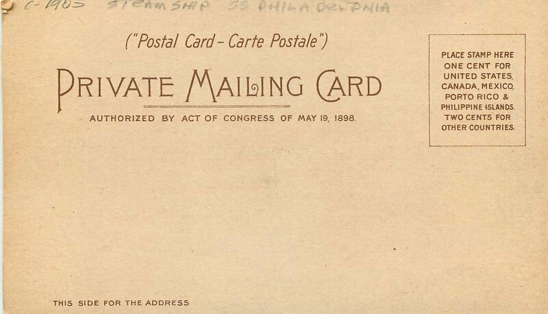 American Line New York Southampton private Mailing C-1905 Postcard 20-592