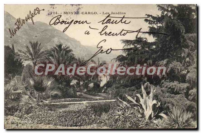 Old Postcard Monte Carlo Gardens