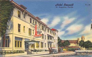 Hotel Bennett By The Sea St Augustine Florida linen postcard