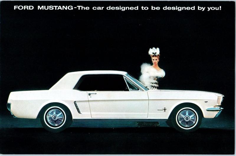 ADVERTISING Oversize Postcard  1964 FORD MUSTANG $2368 Sexy Girl  Dealership