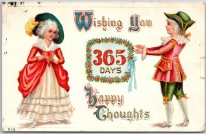 1912 Wishing You 365 Days Happy Thoughts, Best Wishes Greeting, Vintage Postcard