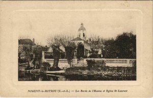 CPA NOGENT-le-ROTROU-Les Bords de l'Huisne et Église St-Laurent (28628)