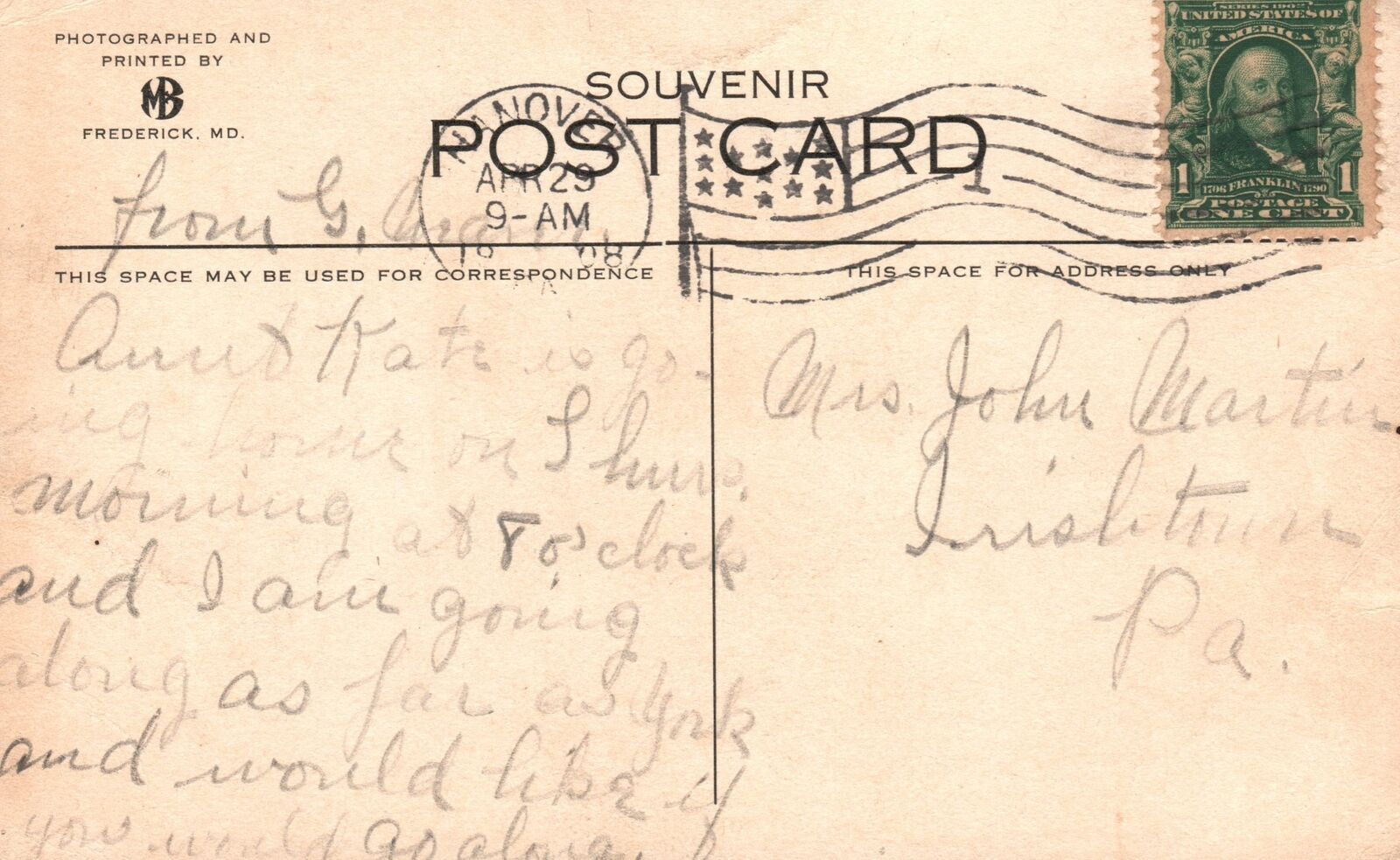 Vintage Postcard 1910's Chigre Hill & Observatory Braddock Heights