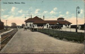 Marion OH Union RR Train Station c1910 Postcard