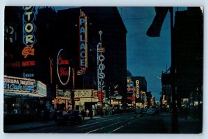 Montreal Canada Postcard Ste. Catherine St. At Night Looking West Cinema Palace