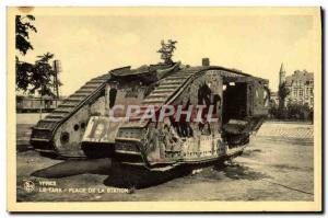 Postcard Old Army Tank Ypres Square station