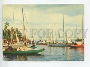 463634 USSR Latvia Jurmala yachts on the river Lielupe Old postcard