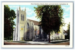 Springfield Illinois IL Postcard First Christian Church Sixth And Cook Streets