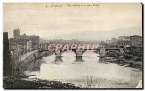 Romans Old Postcard General view and two bridges