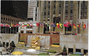 Flags of the United Nations & Prometheus Statue Rockefeller Plaza New York NY