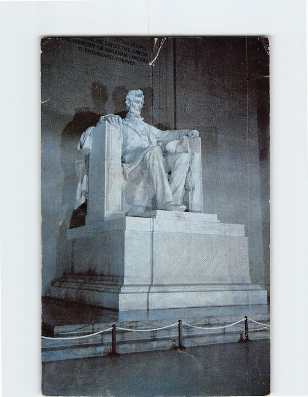 Postcard Lincoln Statue, Lincoln Memorial, Washington, District of Columbia