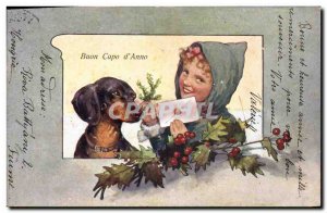 Old Postcard Illustrator Child Dog Fancy