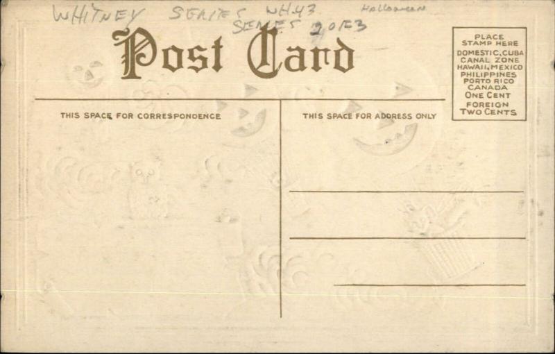 Halloween JOL Pumpkin Head Hot Air Balloons c1910 Postcard