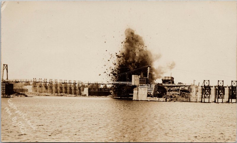 Fort Frances Ontario Dam Explosion ON ONT c1909 P.R.D. RPPC Postcard H14