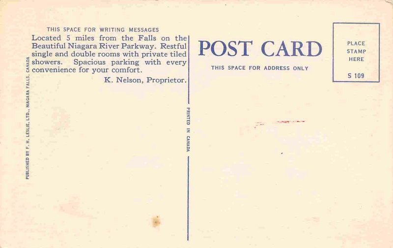 Nelson Motel Niagara Falls Ontario Canada 1950s postcard