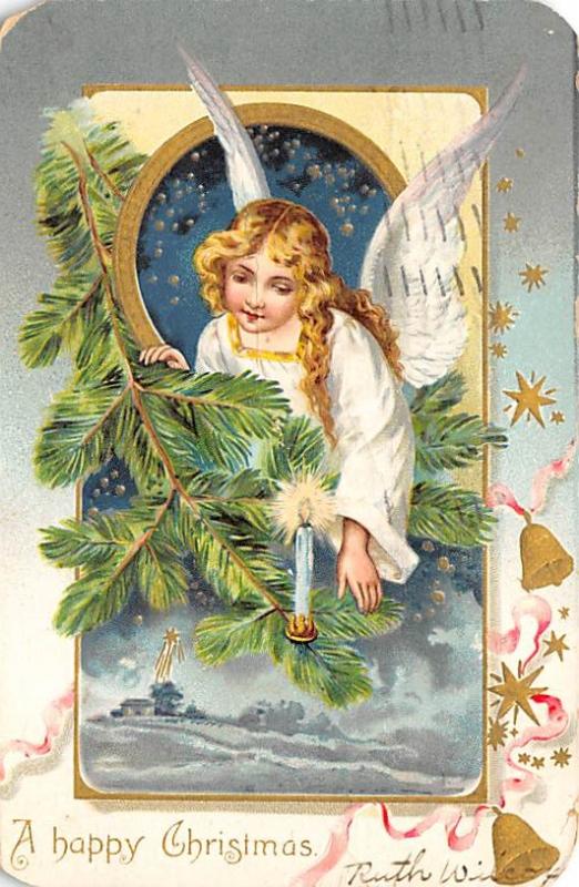 Christmas Post Card Old Vintage Antique Xmas Postcard Damaged