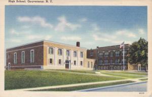 The High School - Gouverneur NY, New York - pm 1940 - Linen