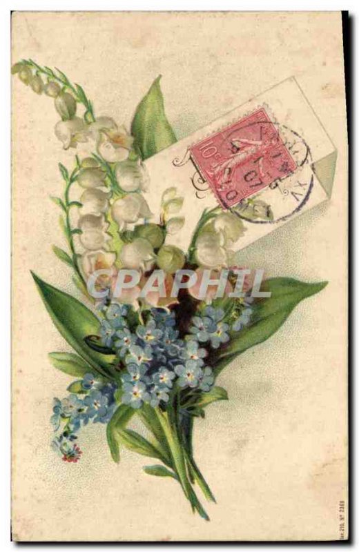 Old Postcard Fantasy Flowers Lily of the valley