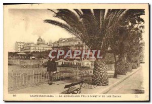 Postcard Old Saint Raphael Boulevard Felix Martin and Les Bains