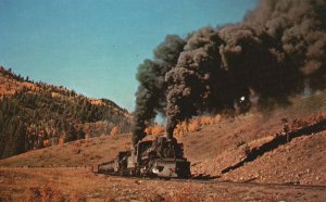 Vintage Postcard Rio Grande 488 and 492 Narrow Gauge Mikes Freight Fight