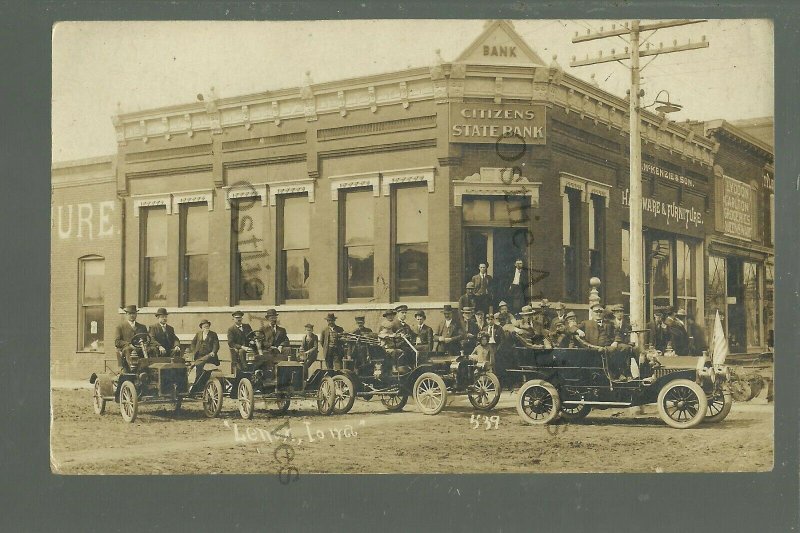 Lenox IOWA RPPC 1910 AUTO RALLY Car Parade nr Creston Corning Bedford Mt. Ayr