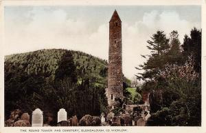 uk28948 round tower and cemetery glendalough wicklow ireland real photo