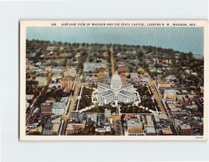 Postcard Airplane View Of Madison And The State Capitol, Looking N. W., WI