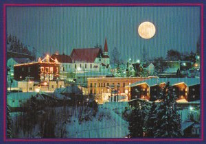 Rossland At Night Full Moon British Columbia Canada