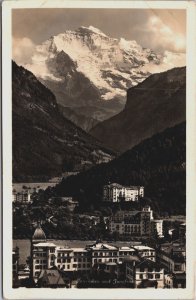 Switzerland Interlaken und Jungfrau Vintage Postcard C092