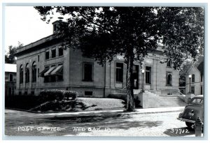 c1940's Post Office Building Cars Red Oak Iowa IA RPPC Photo Vintage Postcard