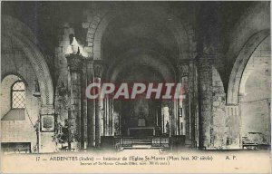 Old Postcard Burning (Indre) Interior of the Church of St. Martin (My hist el...