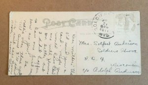 VINTAGE  POSTCARD - 1911 USED - ODD SIZE 2 5/8 X 5 1/2 - CABIN IN THE WOODS