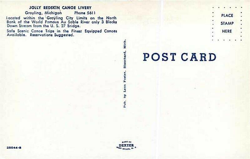 MI, Grayling, Michigan, Jolly Redskin Canoe Livery, Dexter No. 25044B