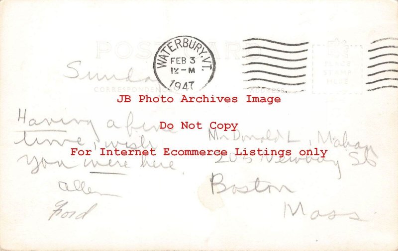VT, Stowe, Vermont, RPPC, Mount Mansfield, Nose Dive Parking Area, Photo