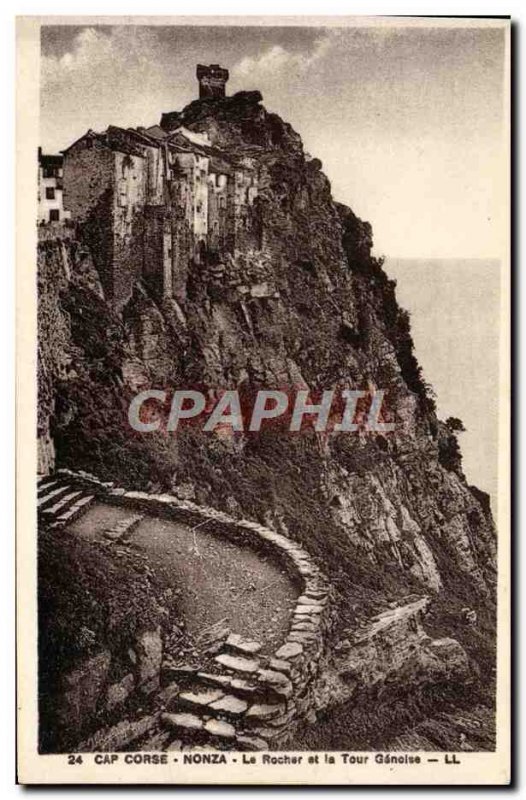 Old Postcard Cap Corse Nonza The Rock And ganoise tower