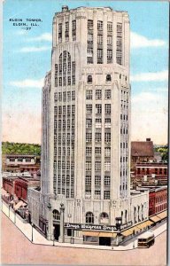 Postcard BUILDING SCENE Elgin Illinois IL AL4391