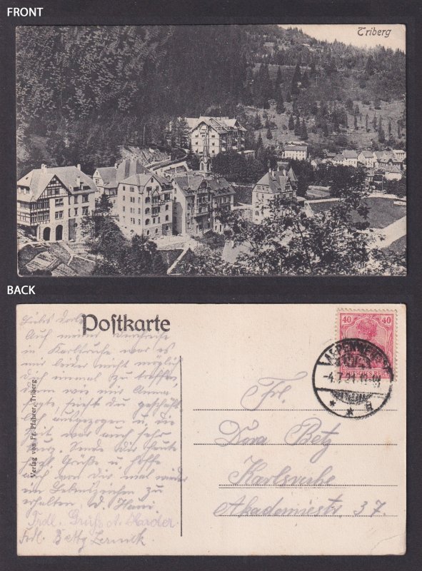 Triberg GERMANY postcard 1921 Black Forest General view