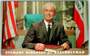 CA  California  POLITICAL  STEWART HINCKLEY for ASSEMBLYMAN  1950s-60s  Postcard