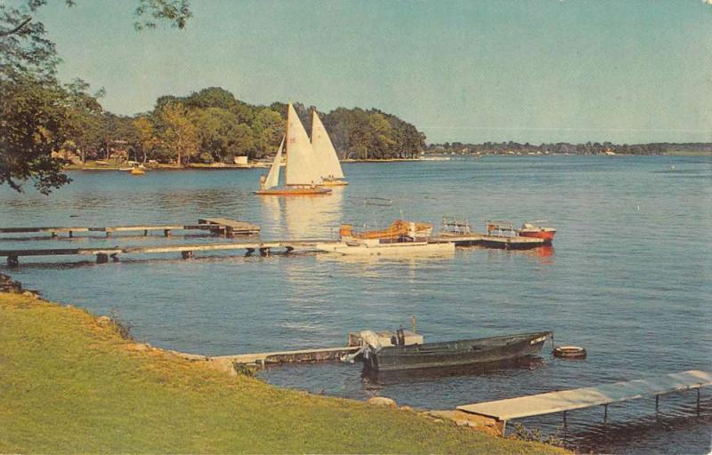 Webster Massachusetts Lake Chargog Sail Boat Vintage Postcard KA688957