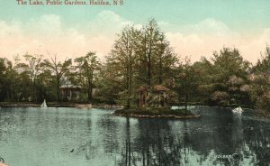 Vintage Postcard The Lake Public Gardens Park View Halifax Nova Scotia Canada