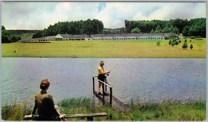 Troutbeck Inn Inyanga Downs Rhodesia Man Trout Fishing Private Lake Postcard C12