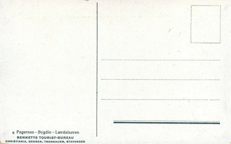 Norway topographical map postcard Fagernes - Bygdyn - Lærdalsøren 