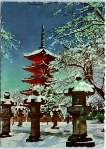 M-38122 The Snow Scene of the Five Story Tower at Ueno Park Tokyo Japan